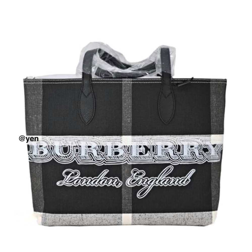 Burberry Doodle Reversible Black canvas leather